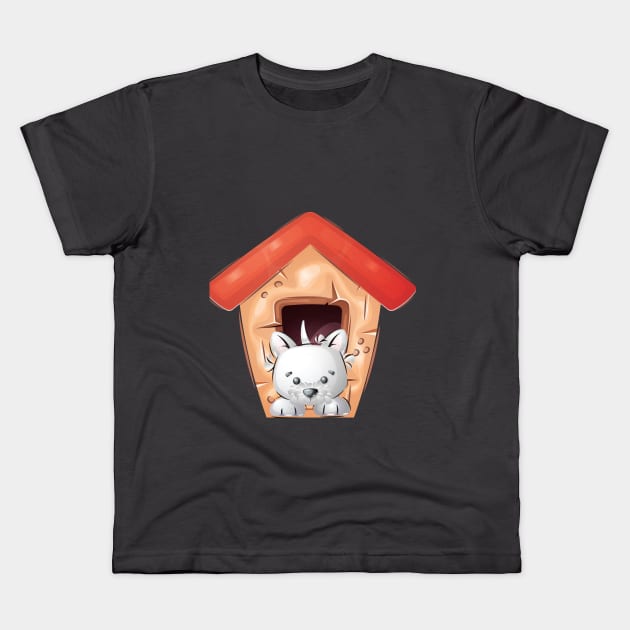 A House Is Not A Home Without A Dog Kids T-Shirt by PuppyCharacterDesigns